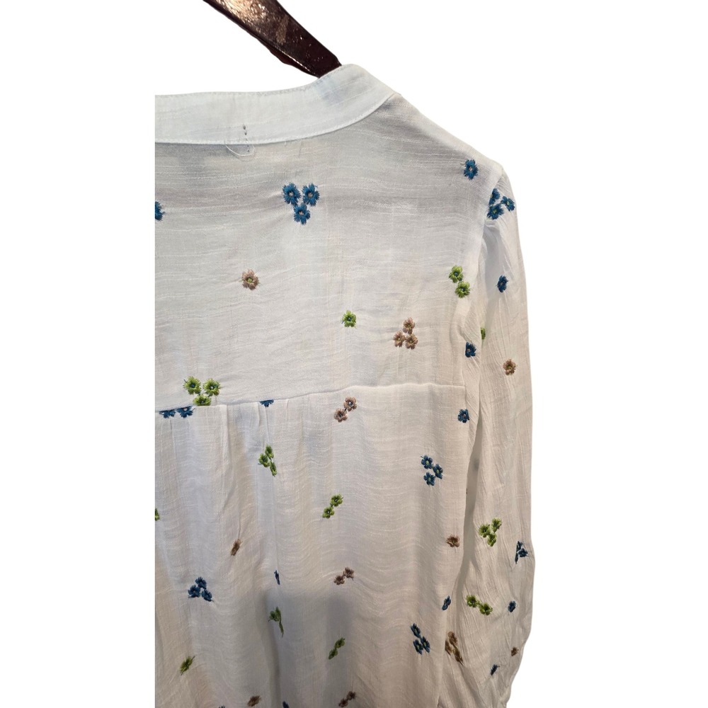FIGUEROA & FLOWER White Floral Embroidered‎ Button Up Shirt XL - Picture 4 of 11